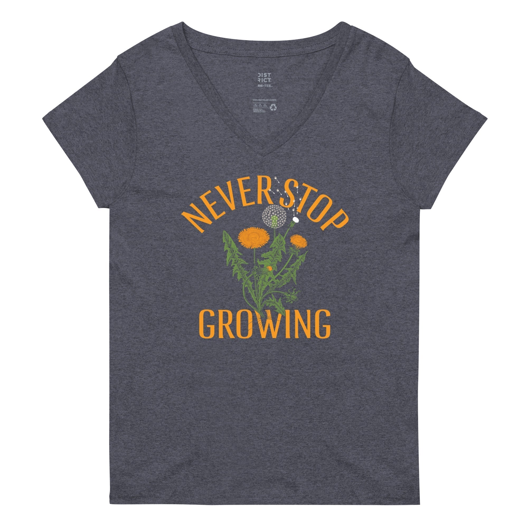 Never Stop Growing Women's V-Neck Tee Hoodie, Sweatshirt | PureTeeCo.com (Image 3)