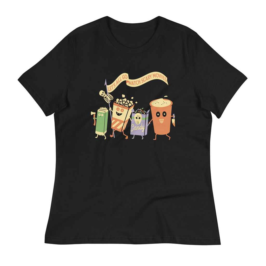 Let's All Go Watch Scary Movies Women's Signature Tee Hoodie, Sweatshirt | PureTeeCo.com (Image 1)