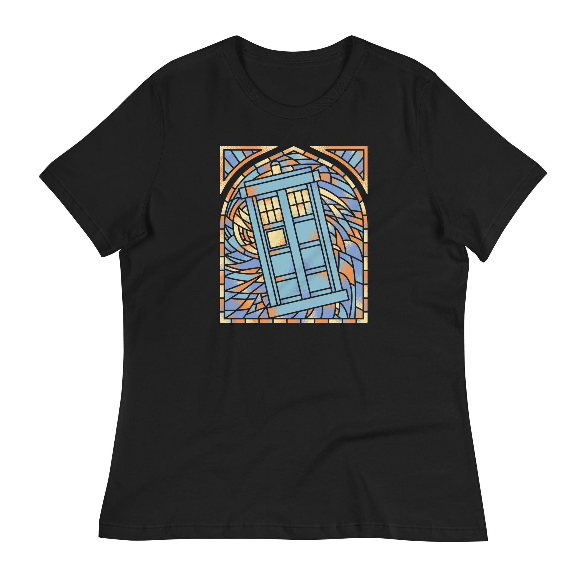 Stained Glass Police Box Women's Signature Tee Hoodie, Sweatshirt | PureTeeCo.com (Image 1)