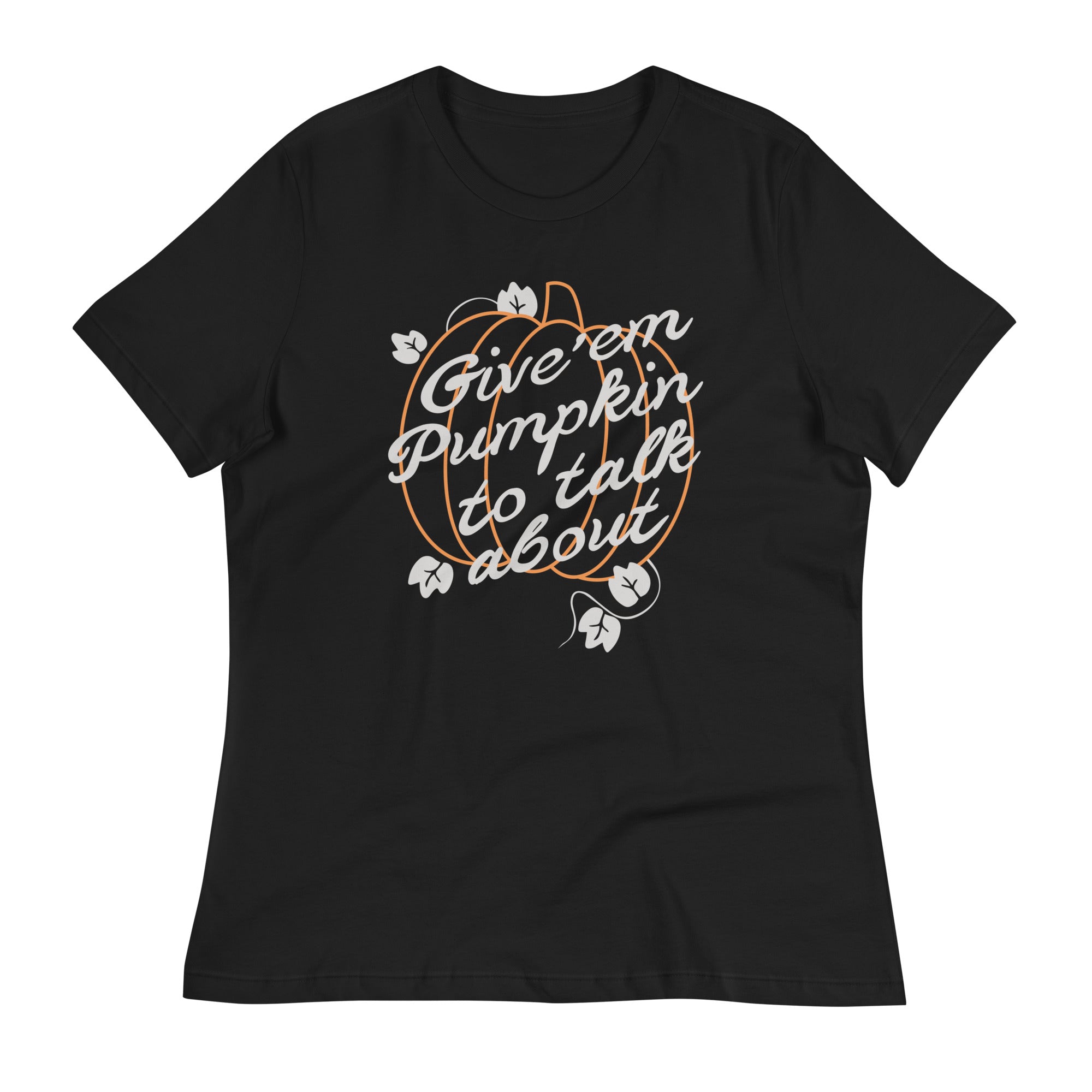 Give 'em Pumpkin To Talk About Women's Signature Tee Hoodie, Sweatshirt | PureTeeCo.com (Image 3)