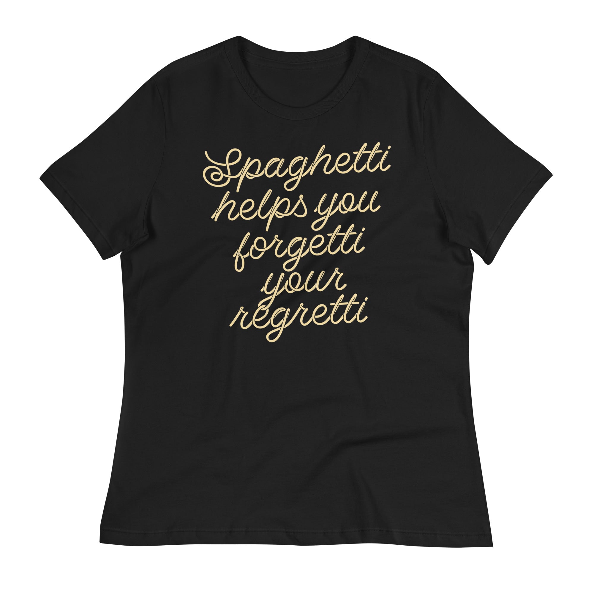 Spaghetti Helps You Forgetti Your Regretti Women's Signature Tee Hoodie, Sweatshirt | PureTeeCo.com (Image 3)