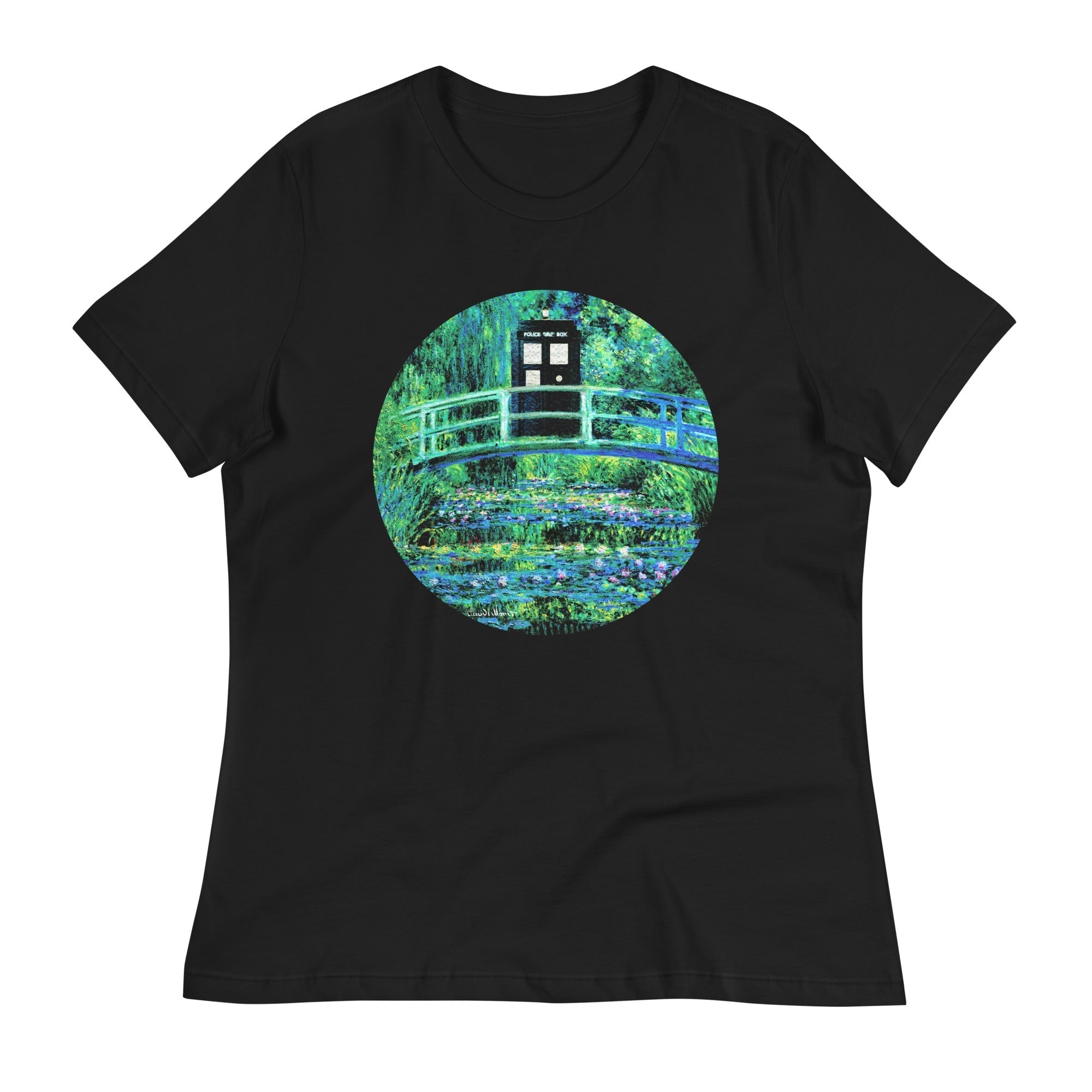 Water Lilies Police Box Women's Signature Tee Hoodie, Sweatshirt | PureTeeCo.com (Image 2)