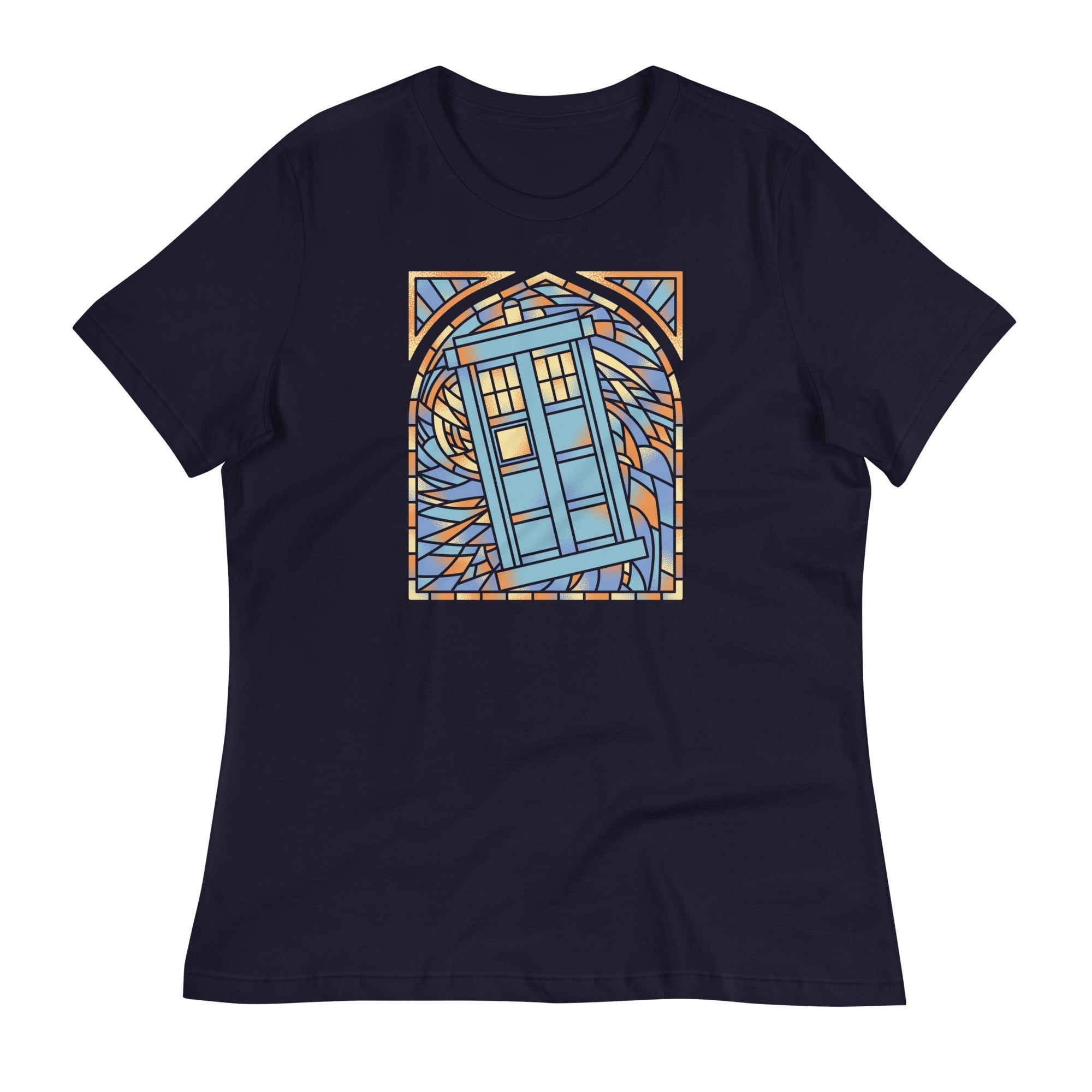 Stained Glass Police Box Women's Signature Tee Hoodie, Sweatshirt | PureTeeCo.com (Image 2)