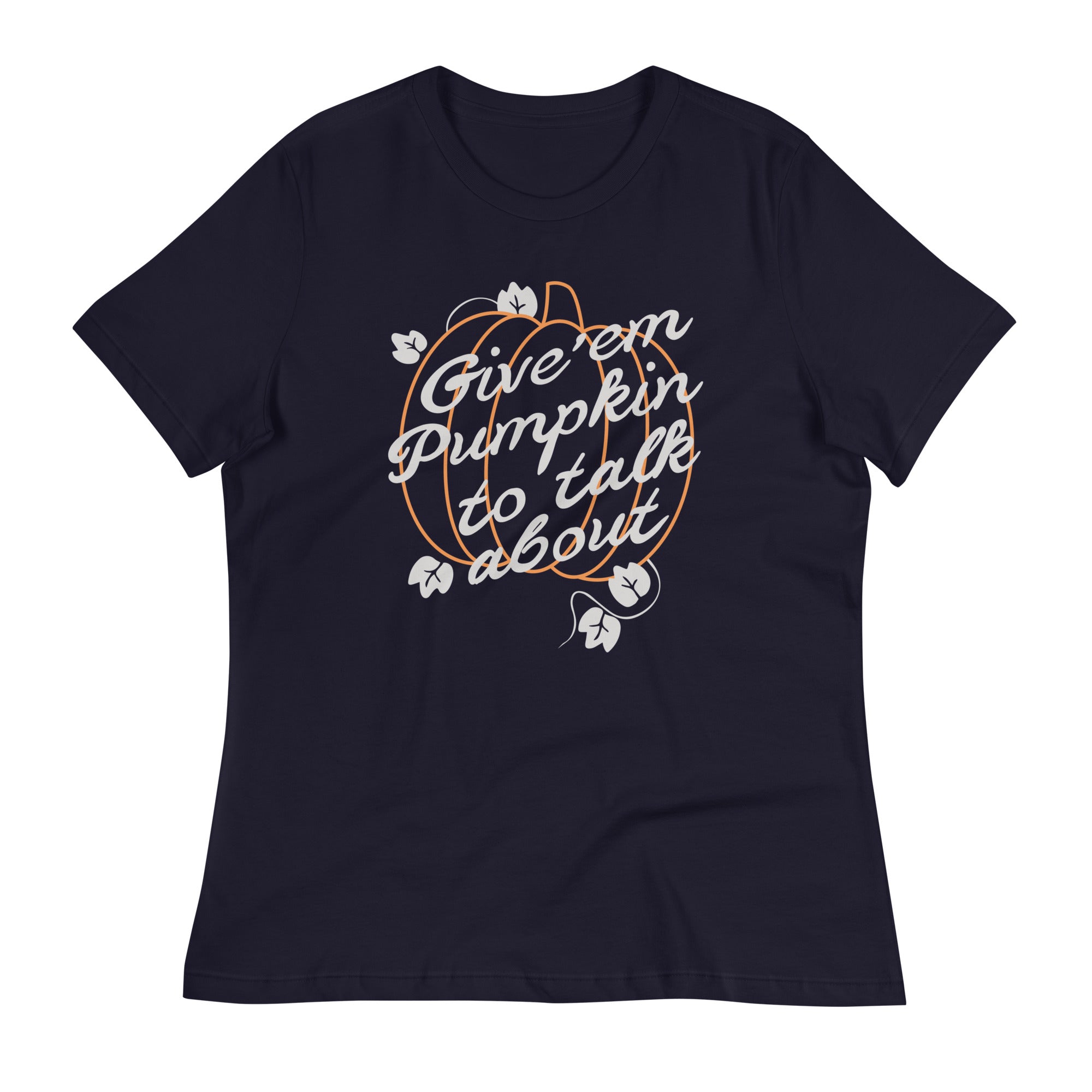 Give 'em Pumpkin To Talk About Women's Signature Tee Hoodie, Sweatshirt | PureTeeCo.com (Image 2)