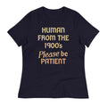Human From The 1900's Please Be Patient Women's Signature Tee Hoodie, Sweatshirt | PureTeeCo.com (Image 1)