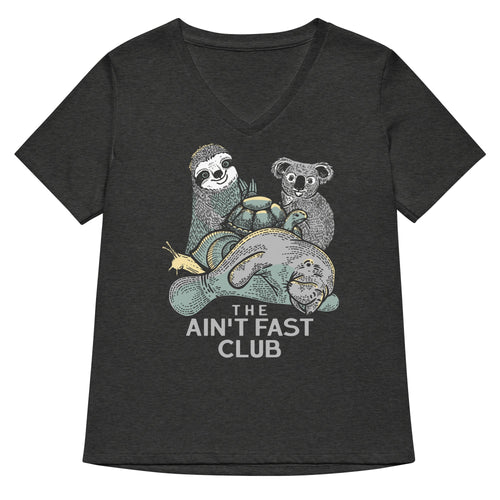 The Ain't Fast Club Women's V-Neck Tee Hoodie, Sweatshirt | PureTeeCo.com (Image 2)