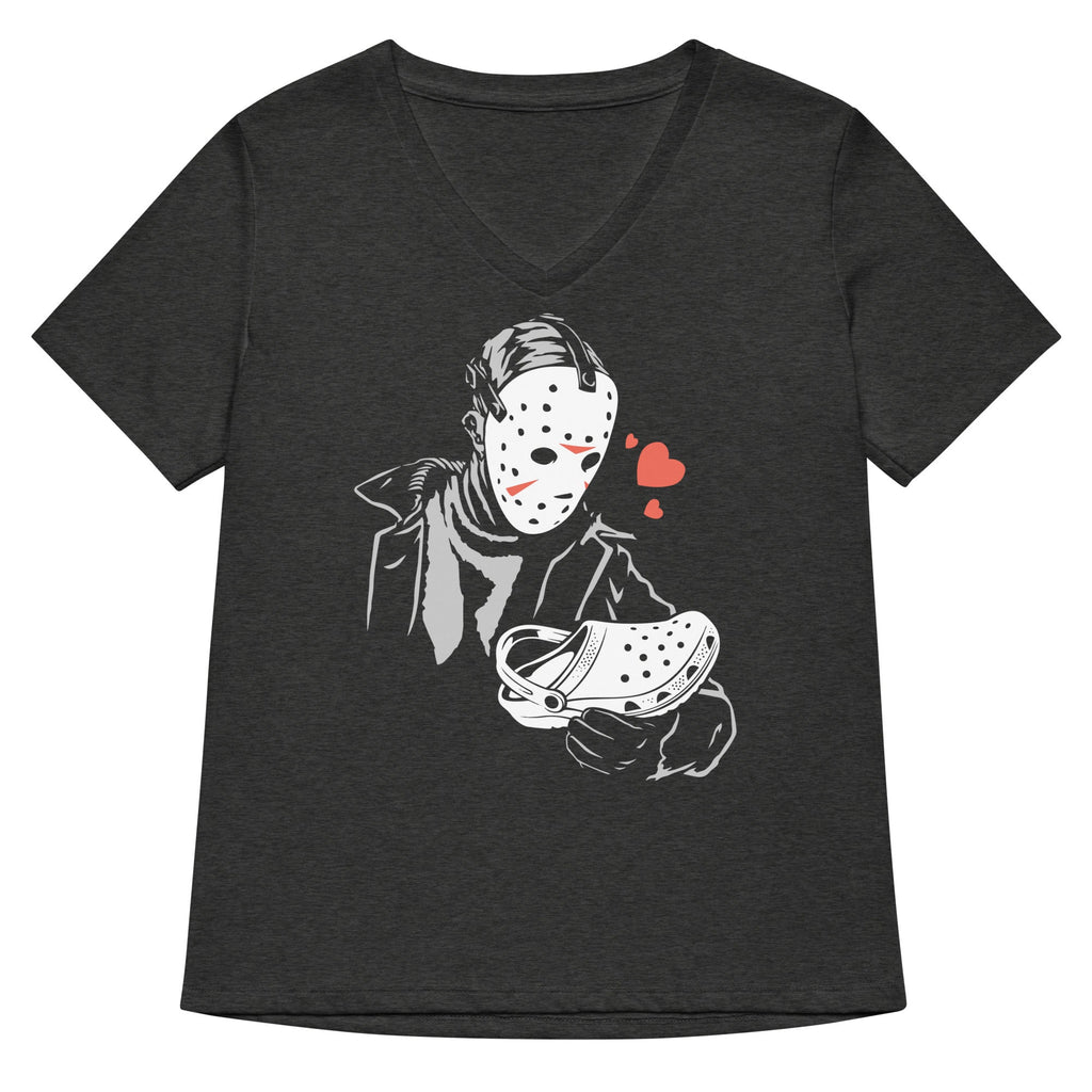 Jason Loves Crocs Women's V-Neck Tee Hoodie, Sweatshirt | PureTeeCo.com (Image 1)