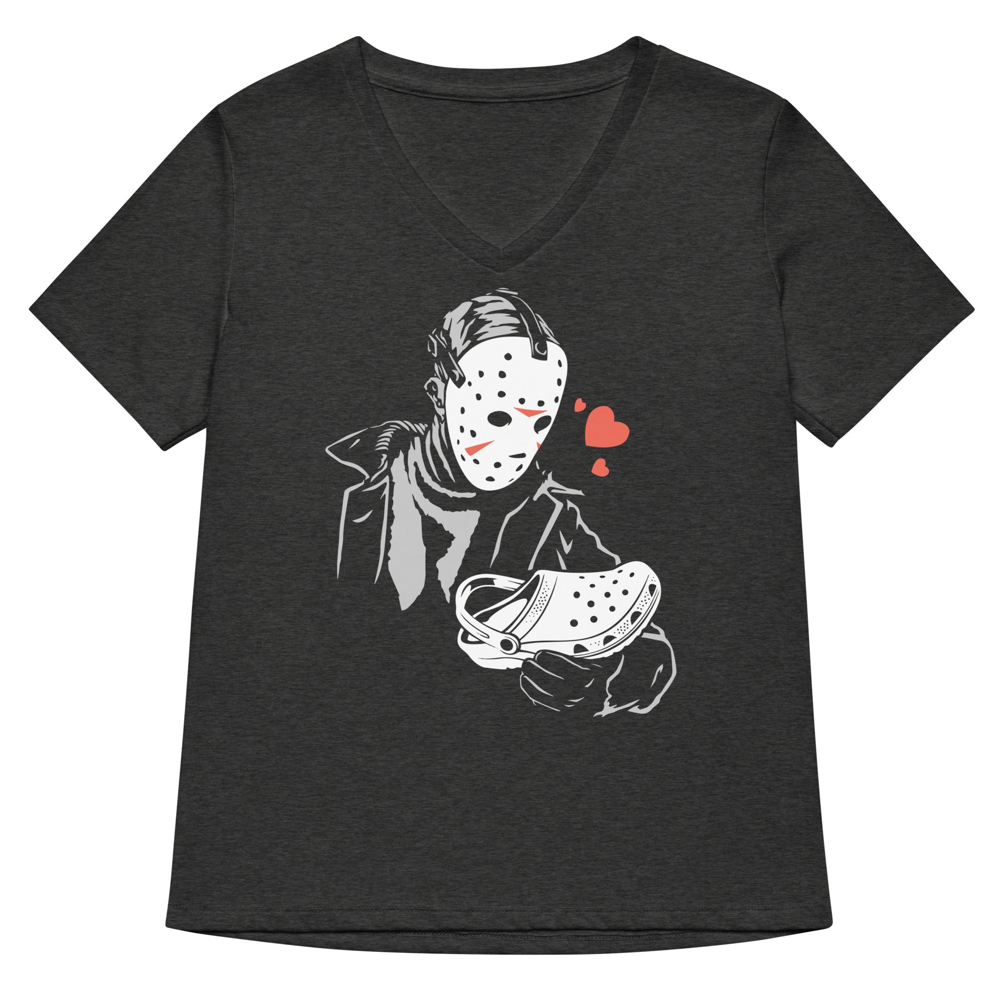 Jason Loves Crocs Women's V-Neck Tee Hoodie, Sweatshirt | PureTeeCo.com (Image 1)