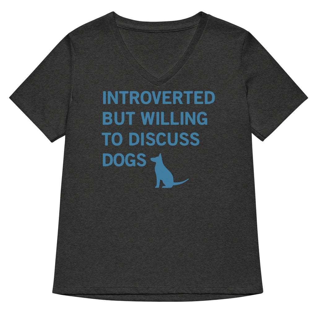 Introverted But Willing To Discuss Dogs Women's V-Neck Tee Hoodie, Sweatshirt | PureTeeCo.com (Image 3)