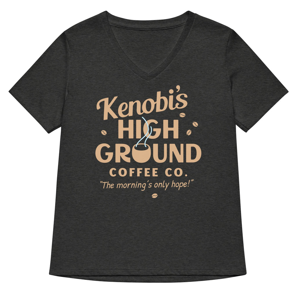 Kenobi's High Ground Coffee Co Women's V-Neck Tee Hoodie, Sweatshirt | PureTeeCo.com (Image 3)