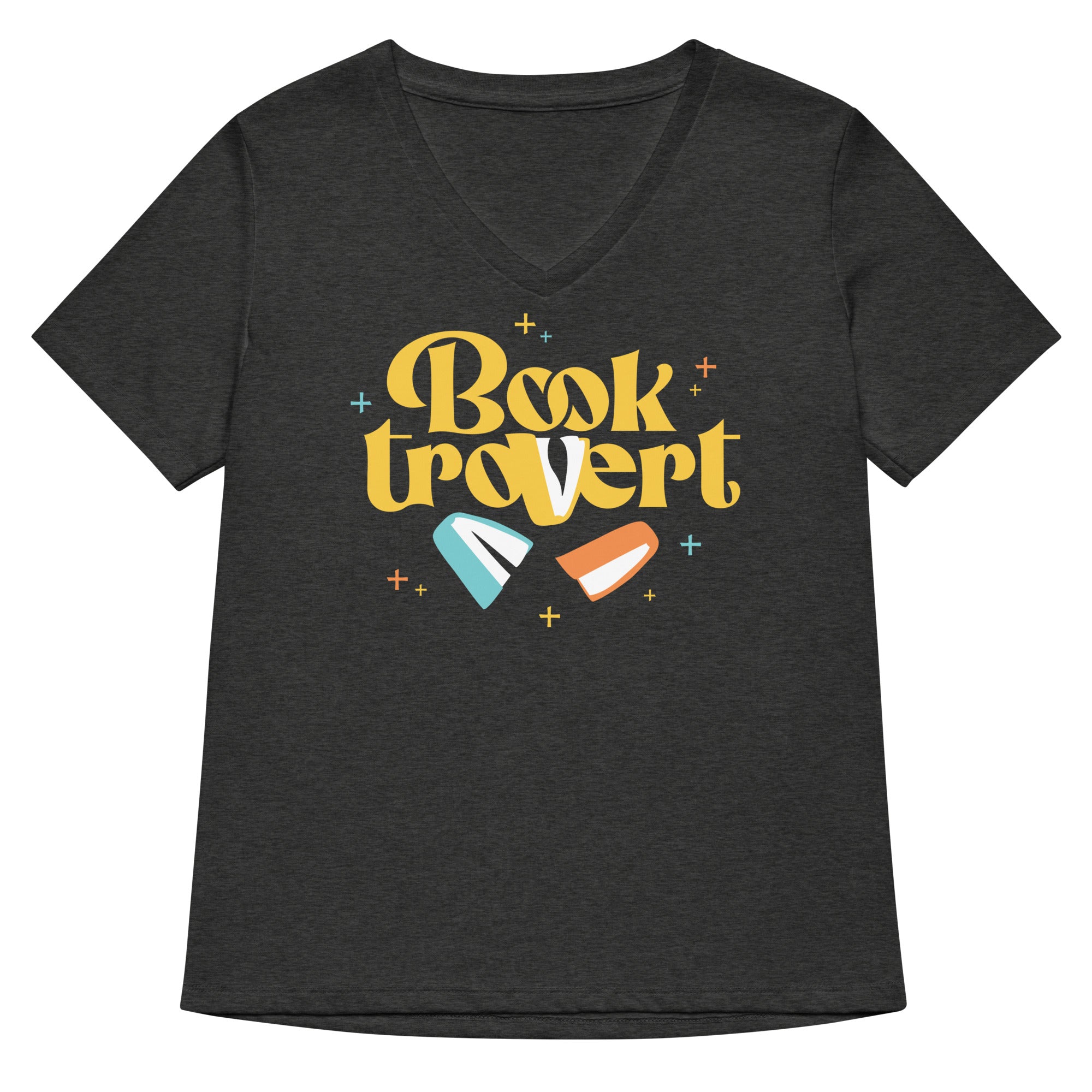 Booktrovert Women's V-Neck Tee Hoodie, Sweatshirt | PureTeeCo.com (Image 4)