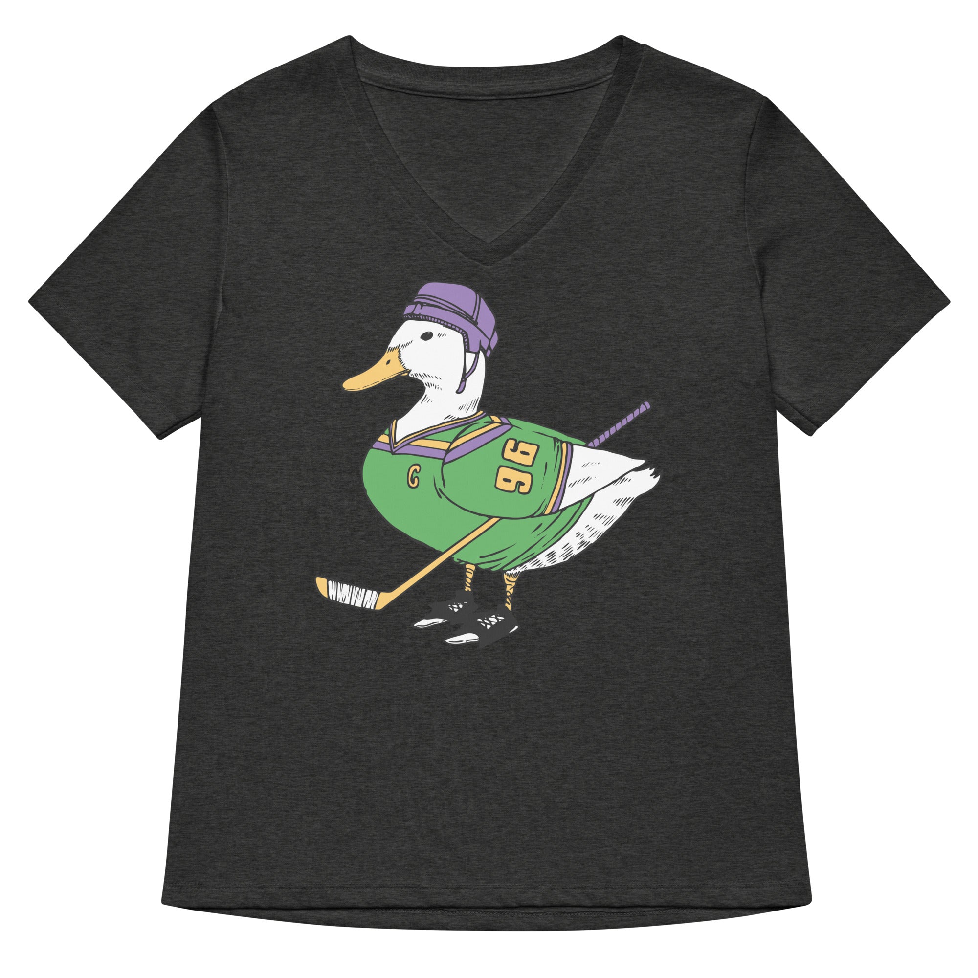 Mighty Duck Women's V-Neck Tee Hoodie, Sweatshirt | PureTeeCo.com (Image 4)