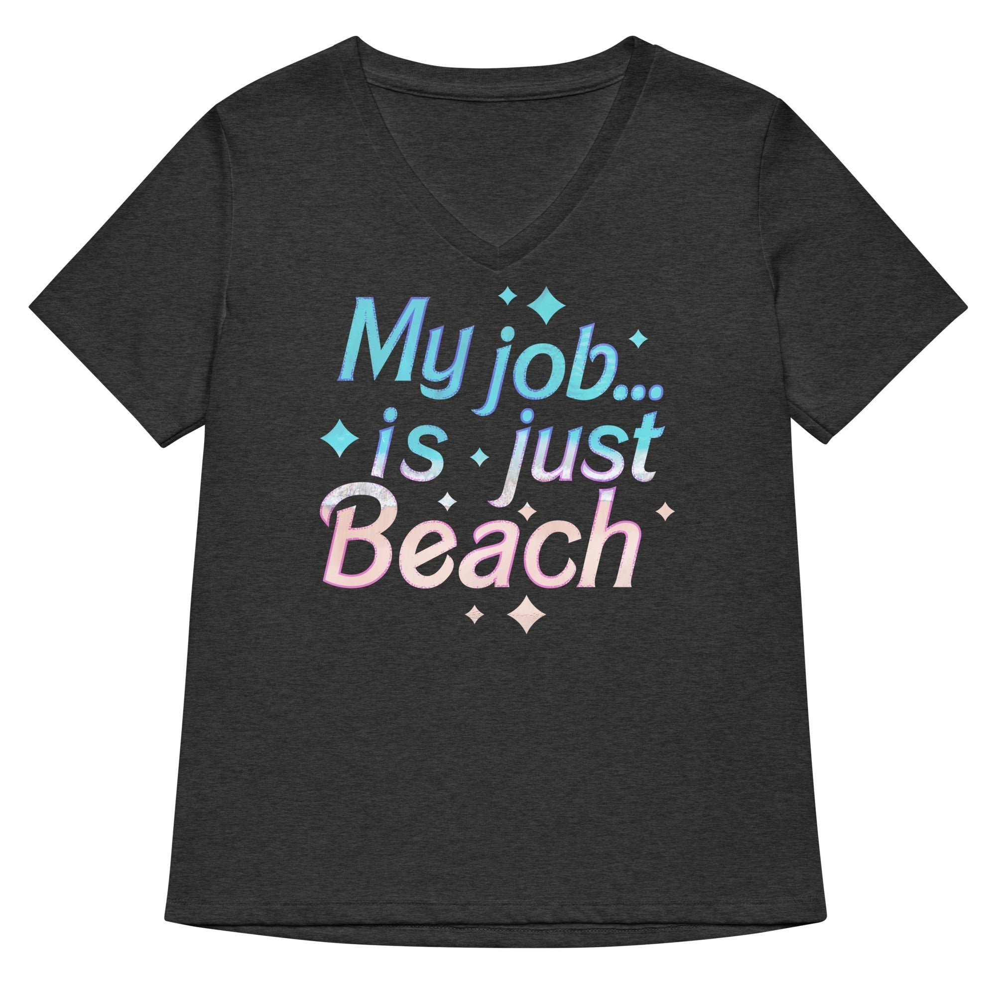 My Job Is Just Beach Women's V-Neck Tee Hoodie, Sweatshirt | PureTeeCo.com (Image 3)