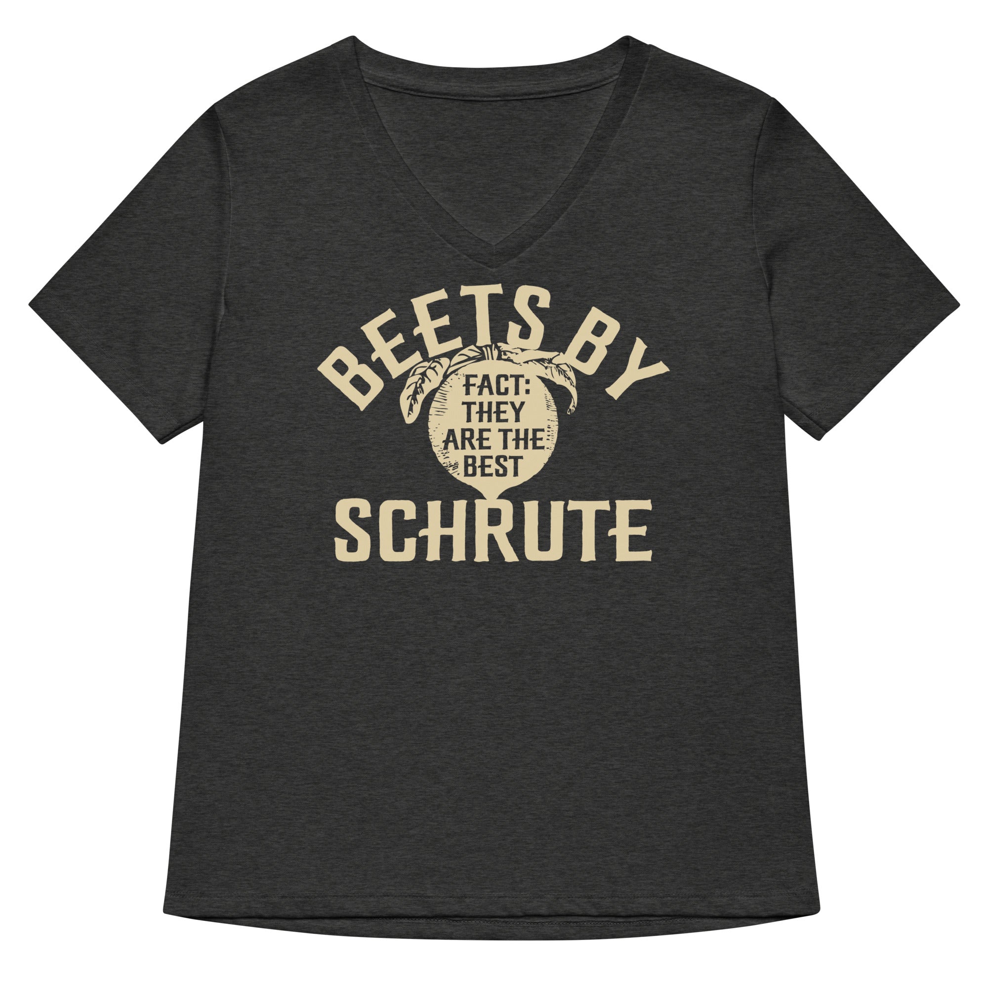 Beets By Schrute Women's V-Neck Tee Hoodie, Sweatshirt | PureTeeCo.com (Image 3)