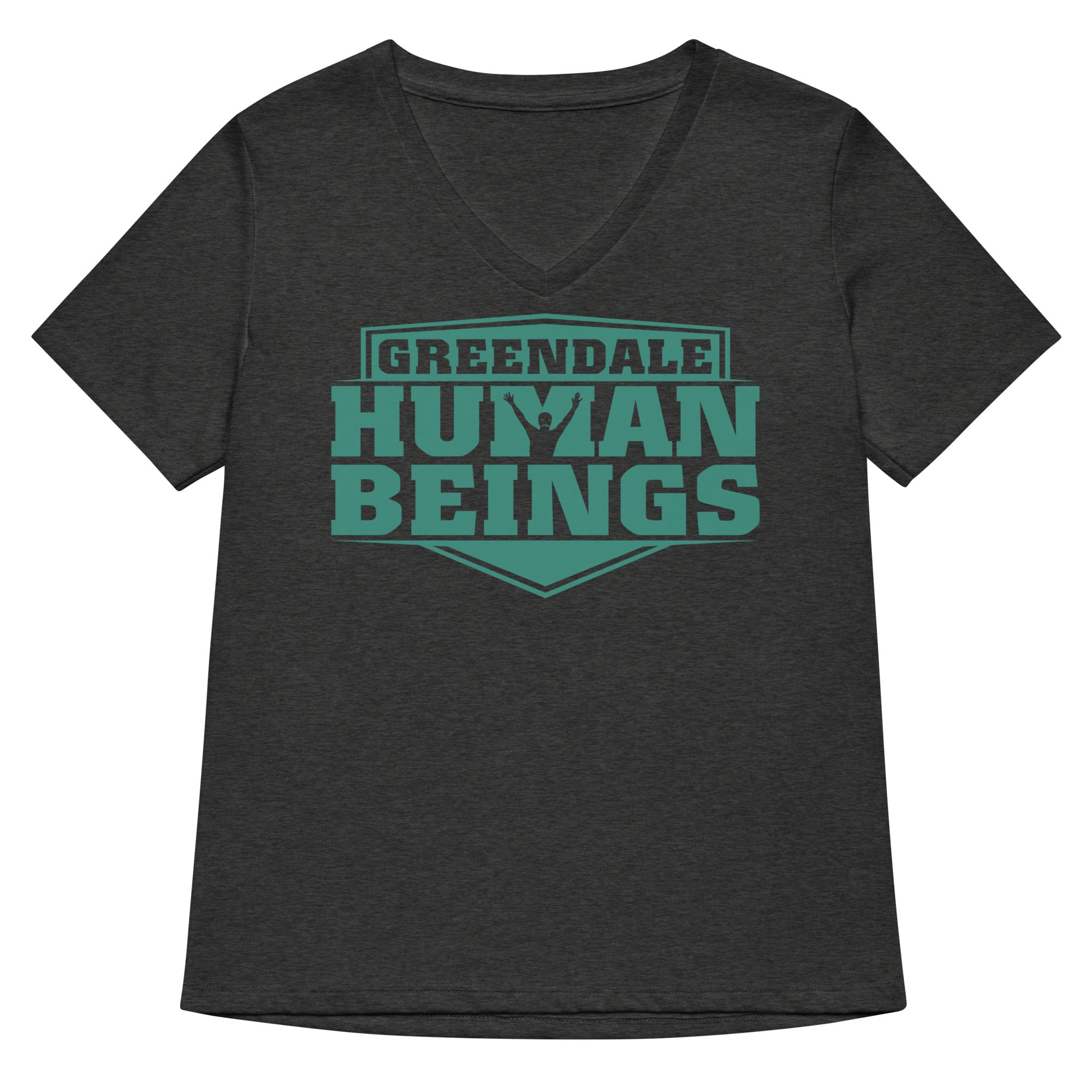 Greendale Human Beings Women's V-Neck Tee Hoodie, Sweatshirt | PureTeeCo.com (Image 3)