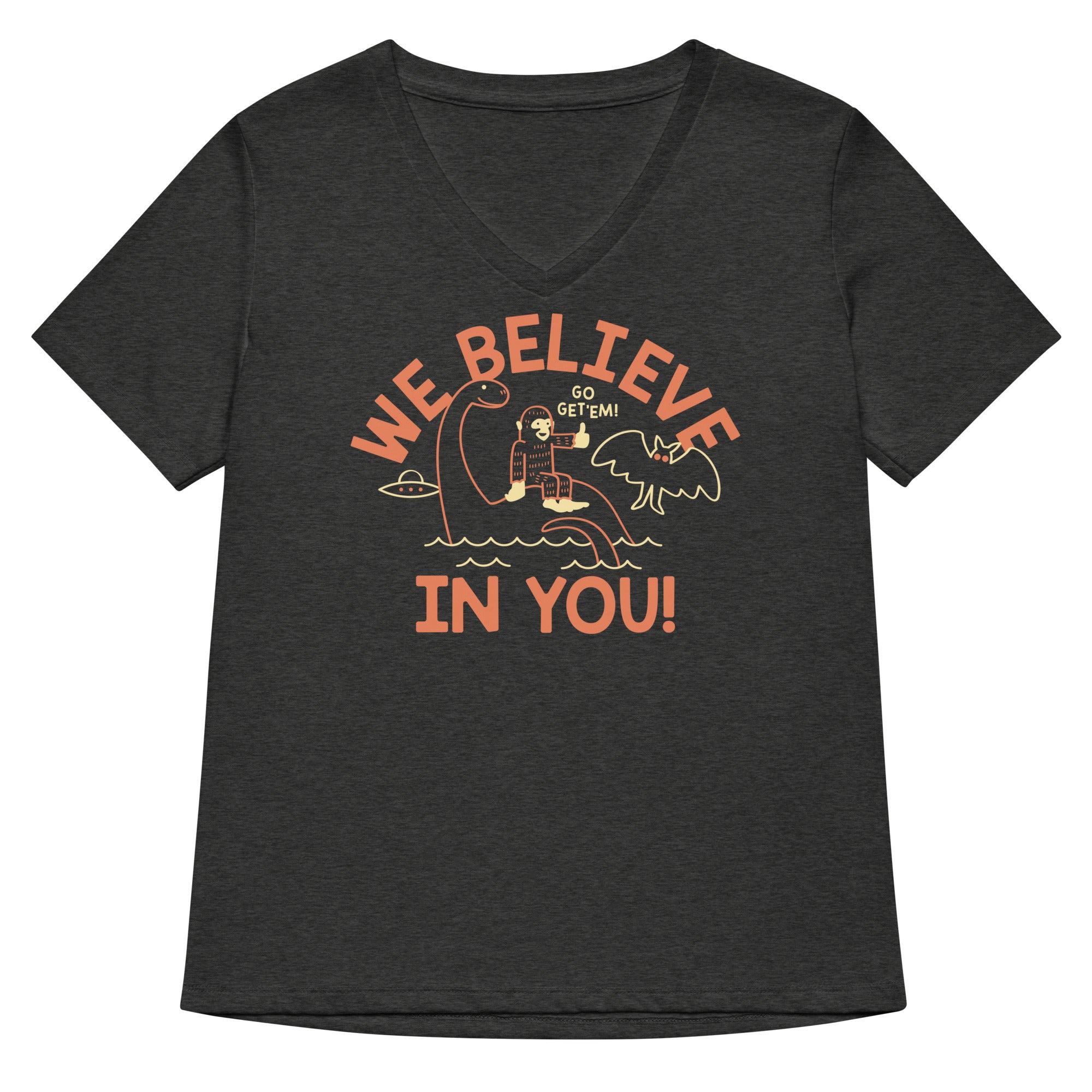 We Believe In You Women's V-Neck Tee Hoodie, Sweatshirt | PureTeeCo.com (Image 3)