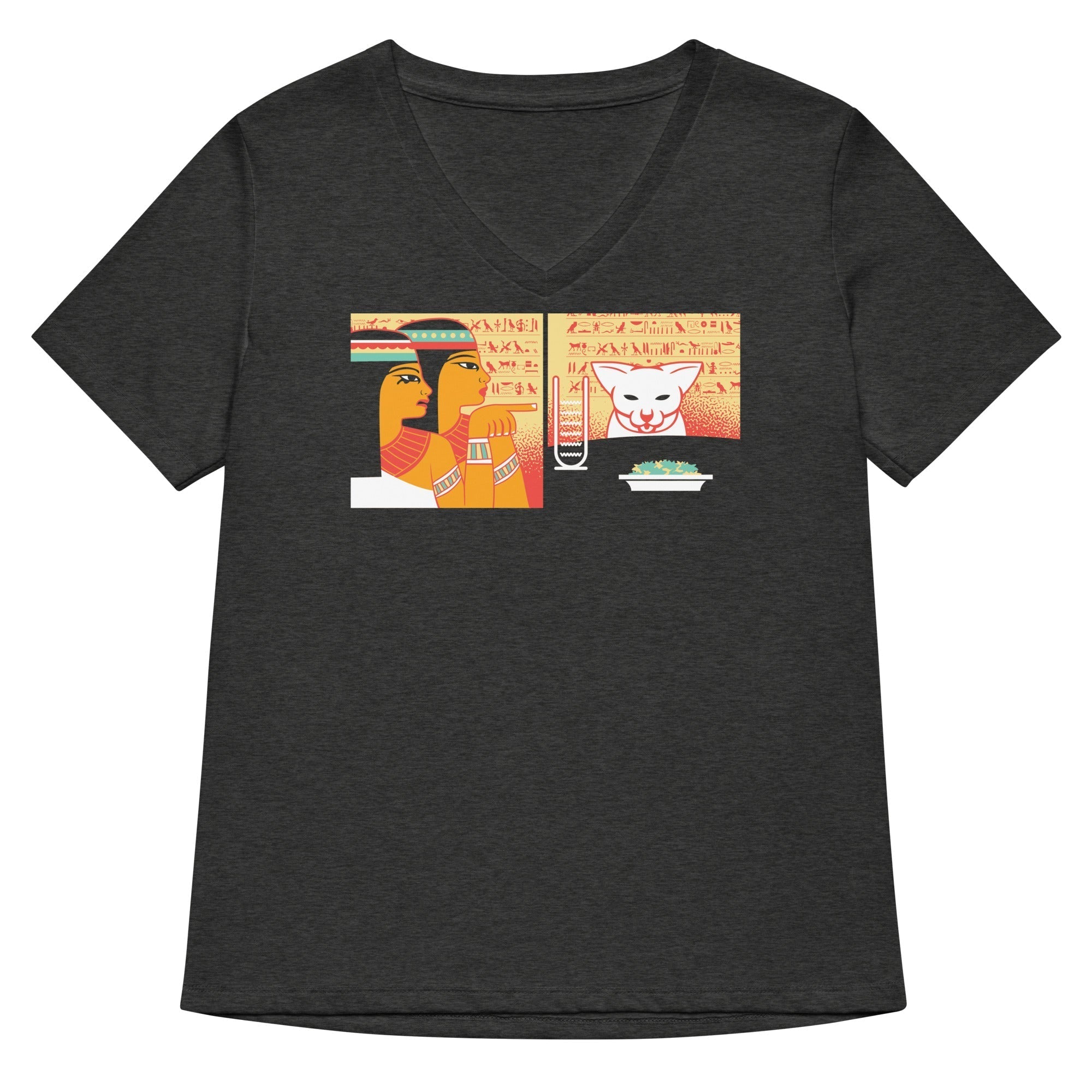 Egyptian Cat Women's V-Neck Tee Hoodie, Sweatshirt | PureTeeCo.com (Image 3)