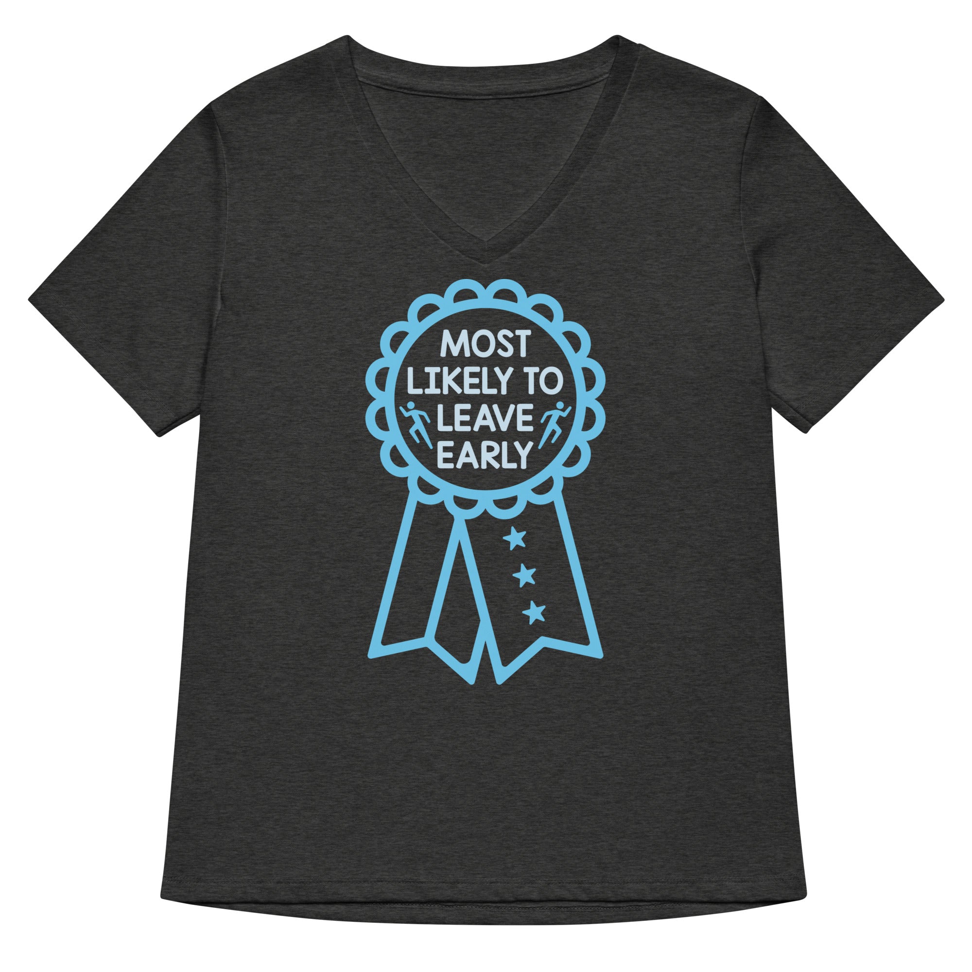 Most Likely To Leave Early Women's V-Neck Tee Hoodie, Sweatshirt | PureTeeCo.com (Image 3)