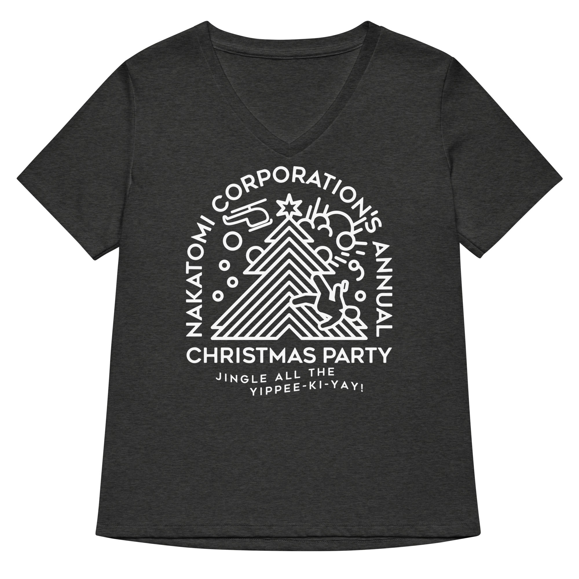 Nakatomi Christmas Party Women's V-Neck Tee Hoodie, Sweatshirt | PureTeeCo.com (Image 4)