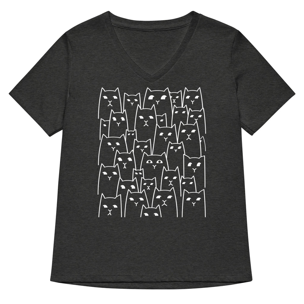 Suspicious Cats Women's V-Neck Tee Hoodie, Sweatshirt | PureTeeCo.com (Image 3)