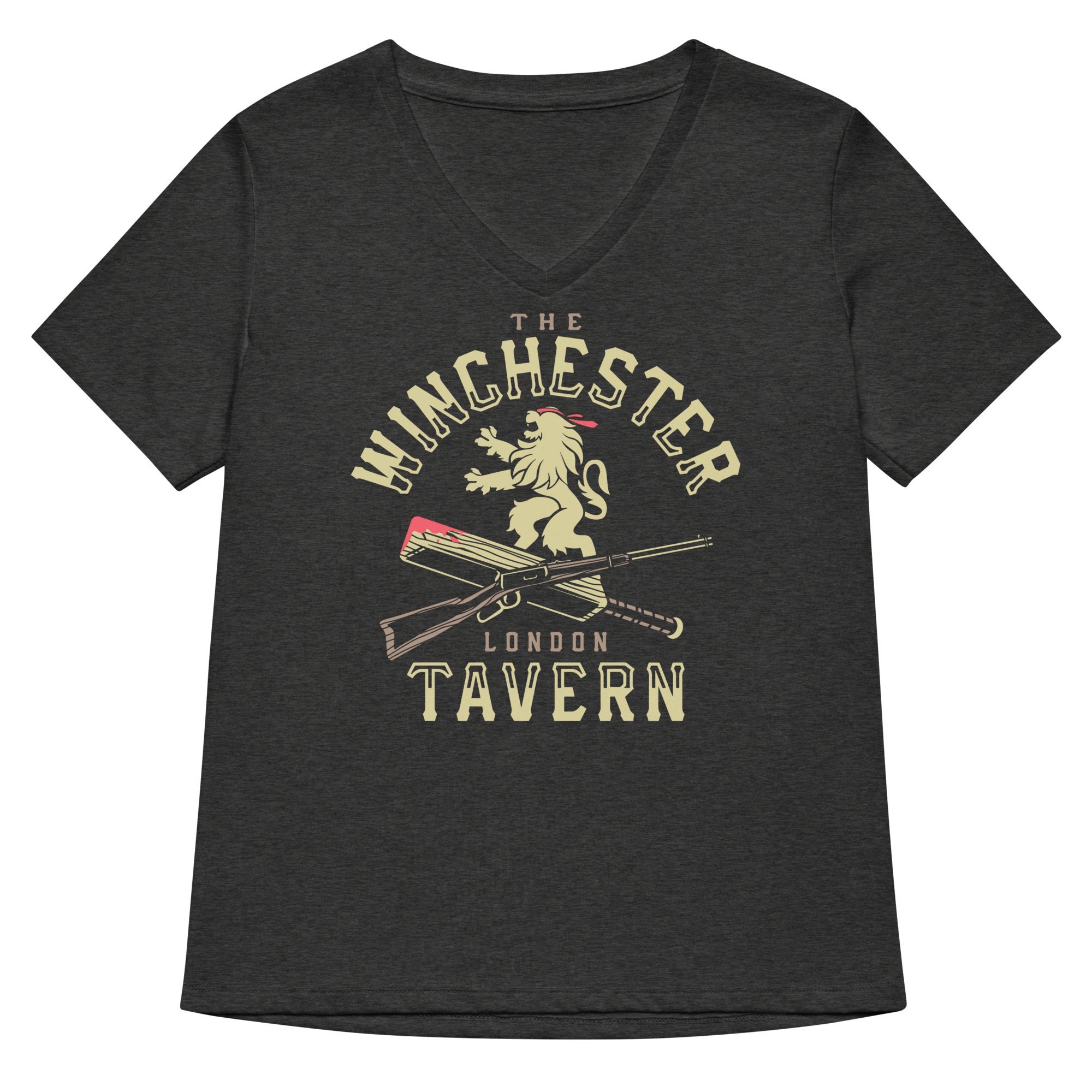 The Winchester Tavern Women's V-Neck Tee Hoodie, Sweatshirt | PureTeeCo.com (Image 3)