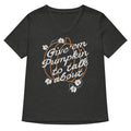 Give 'em Pumpkin To Talk About Women's V-Neck Tee Hoodie, Sweatshirt | PureTeeCo.com (Image 1)