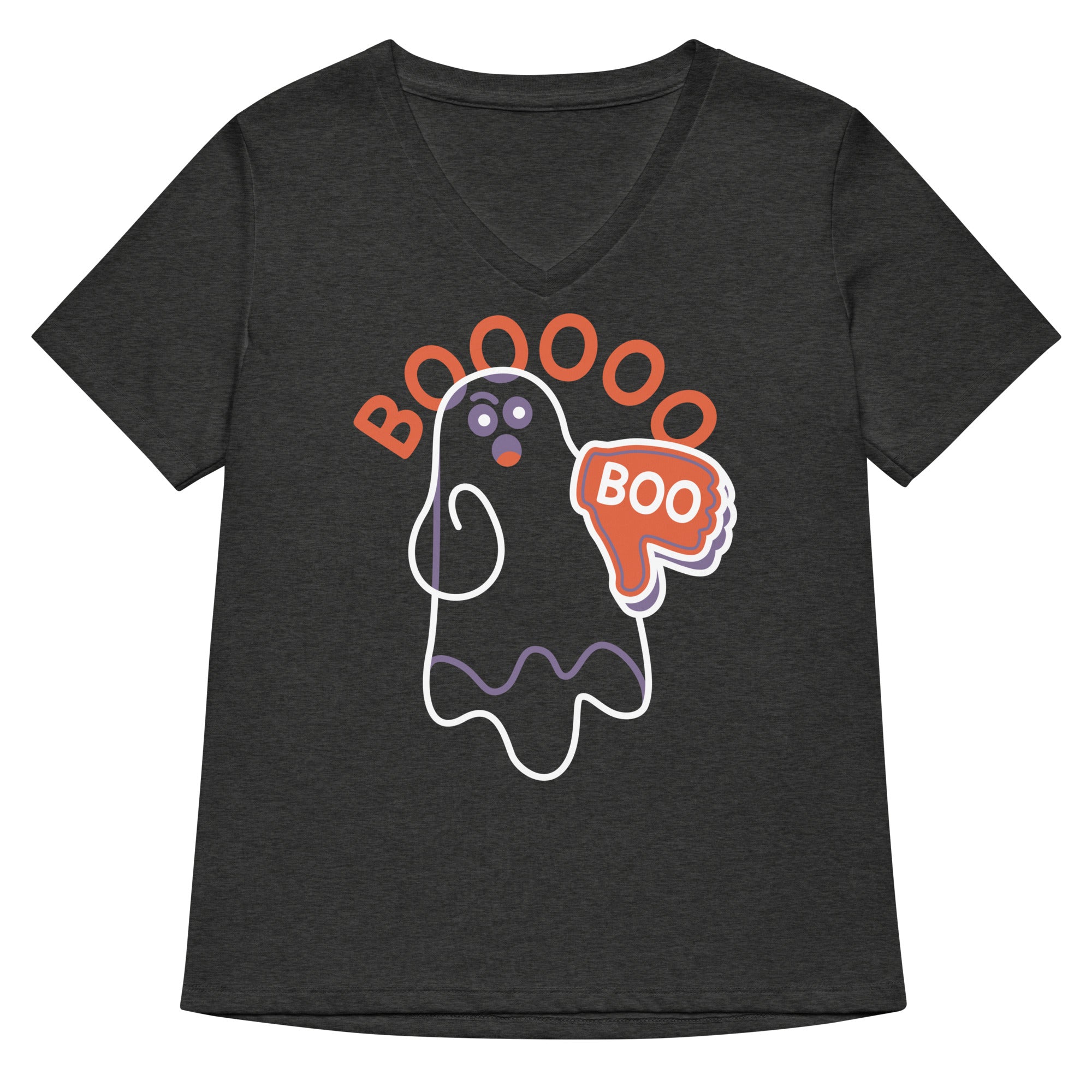 Ghost Boo Women's V-Neck Tee Hoodie, Sweatshirt | PureTeeCo.com (Image 3)