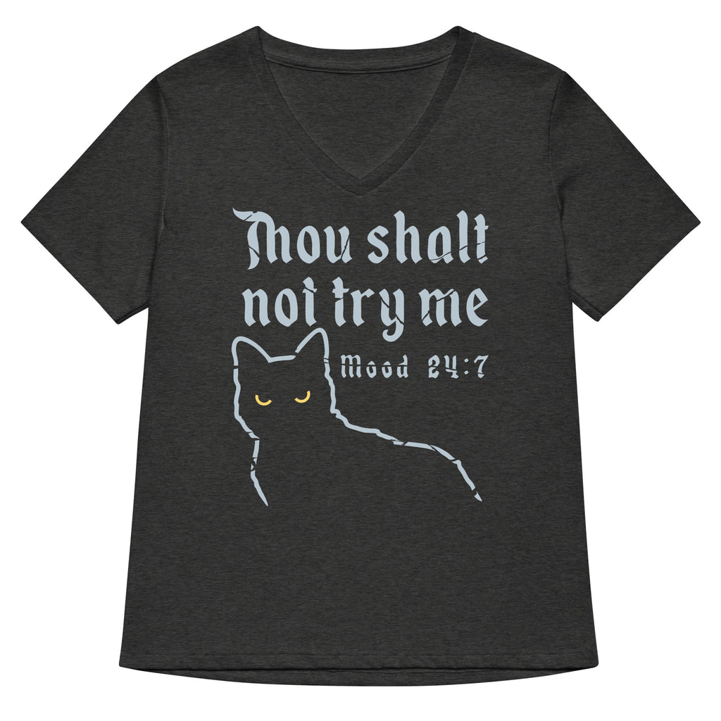 Thou Shalt Not Try Me Women's V-Neck Tee Hoodie, Sweatshirt | PureTeeCo.com (Image 3)