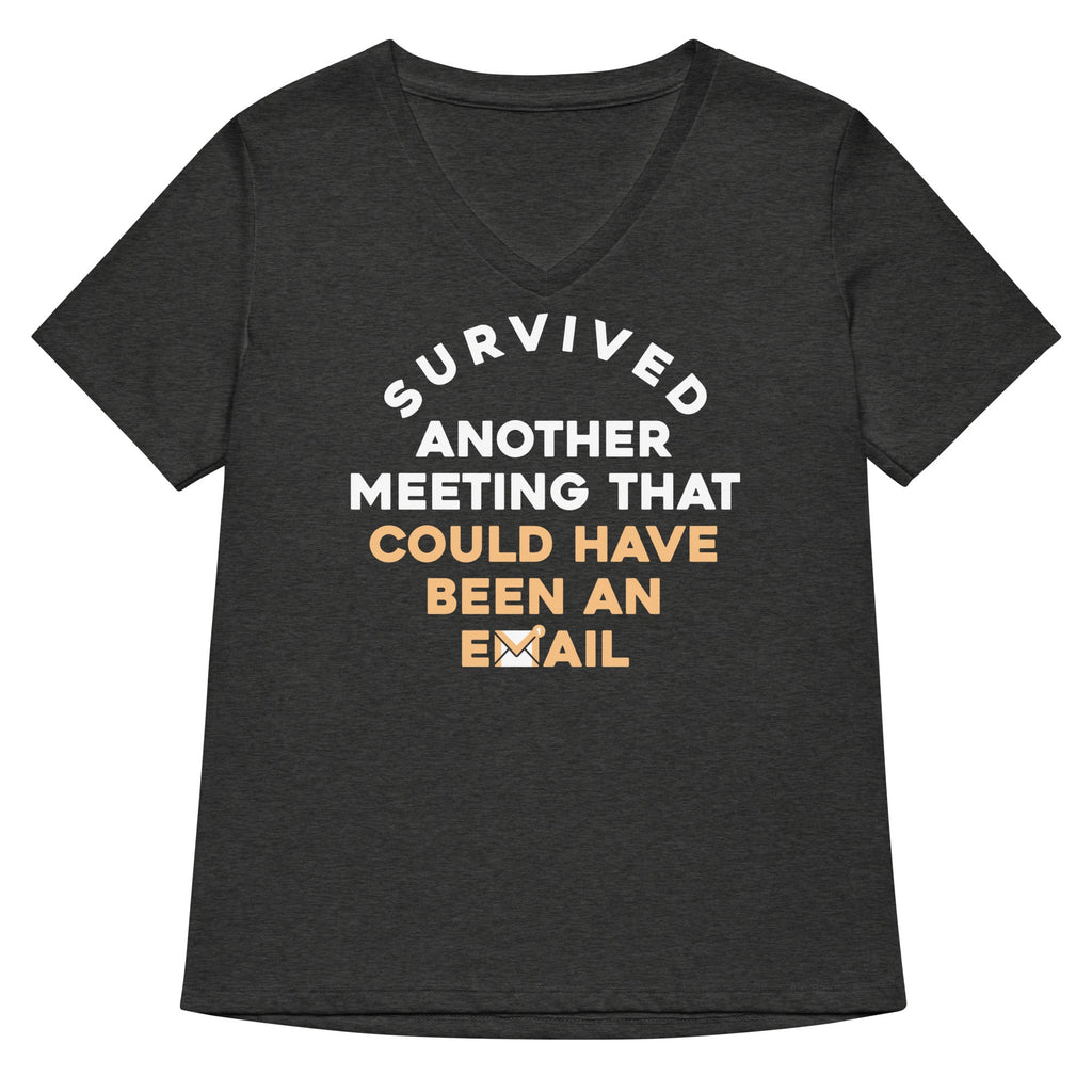 Survived Another Meeting Women's V-Neck Tee Hoodie, Sweatshirt | PureTeeCo.com (Image 2)