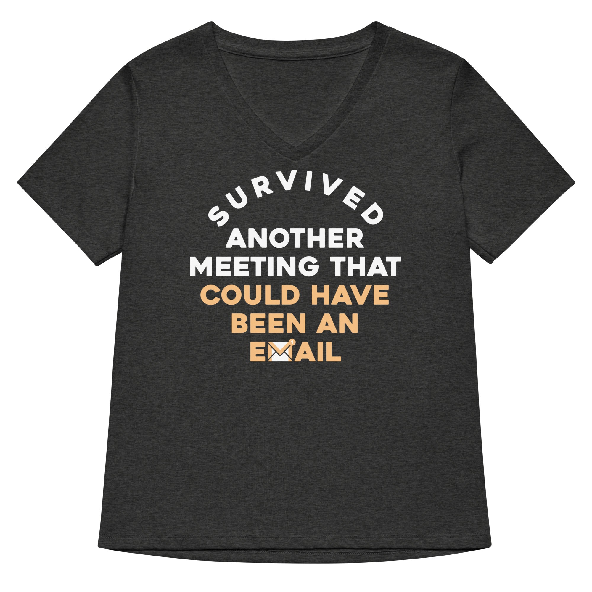 Survived Another Meeting Women's V-Neck Tee Hoodie, Sweatshirt | PureTeeCo.com (Image 2)