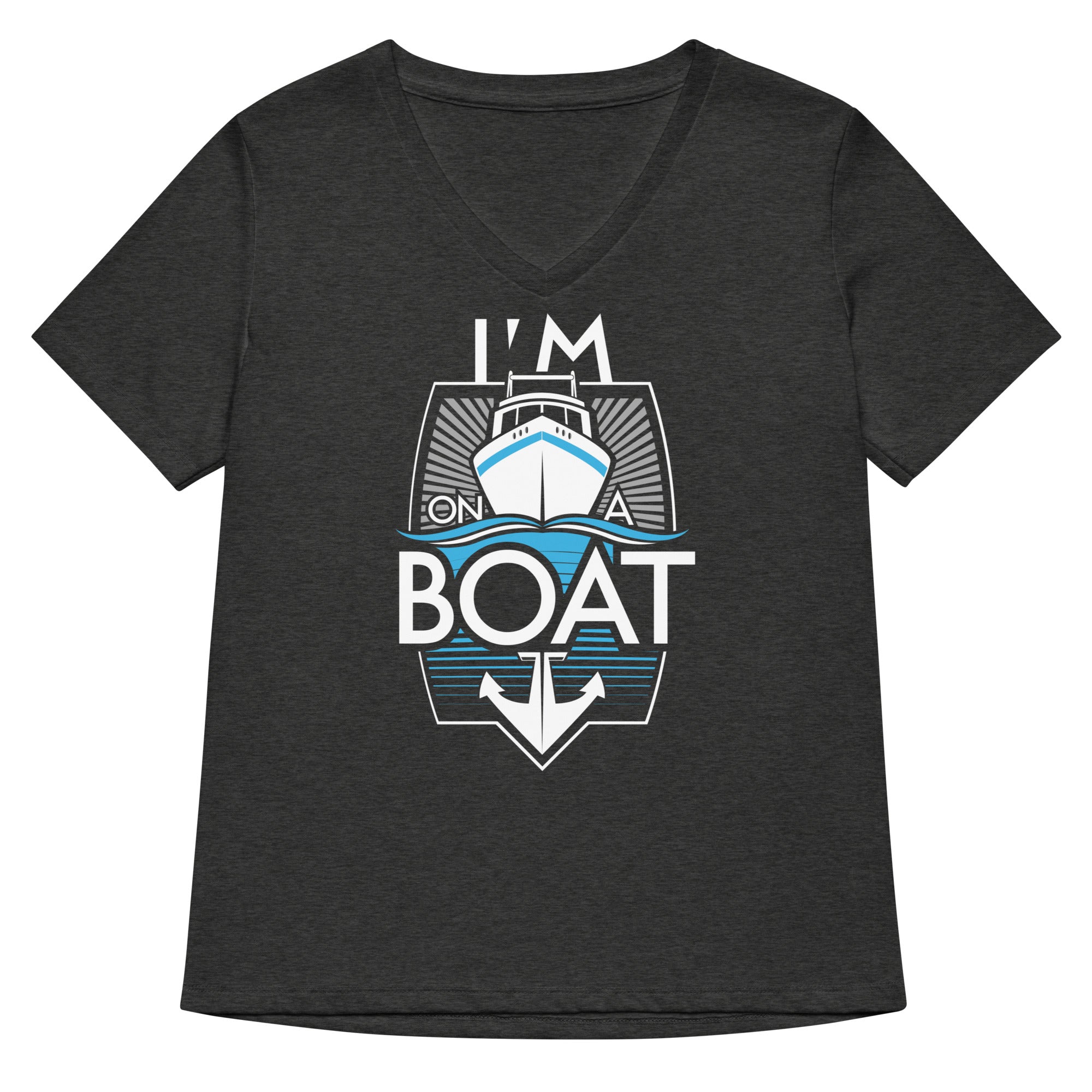 I'm On A Boat Women's V-Neck Tee Hoodie, Sweatshirt | PureTeeCo.com (Image 2)