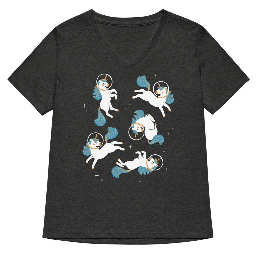 Unicorns In Space Women's V-Neck Tee Hoodie, Sweatshirt | PureTeeCo.com (Image 2)