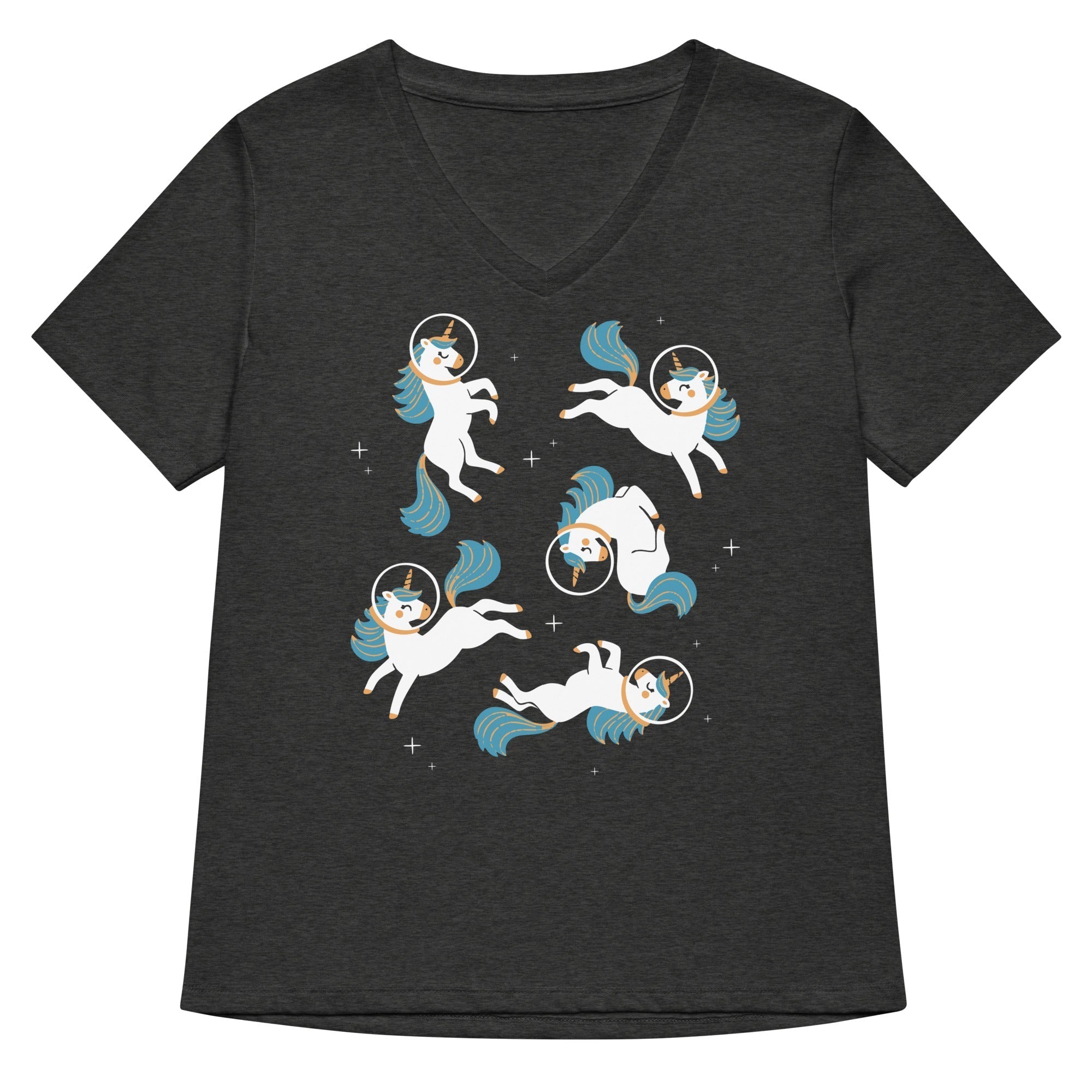 Unicorns In Space Women's V-Neck Tee Hoodie, Sweatshirt | PureTeeCo.com (Image 2)