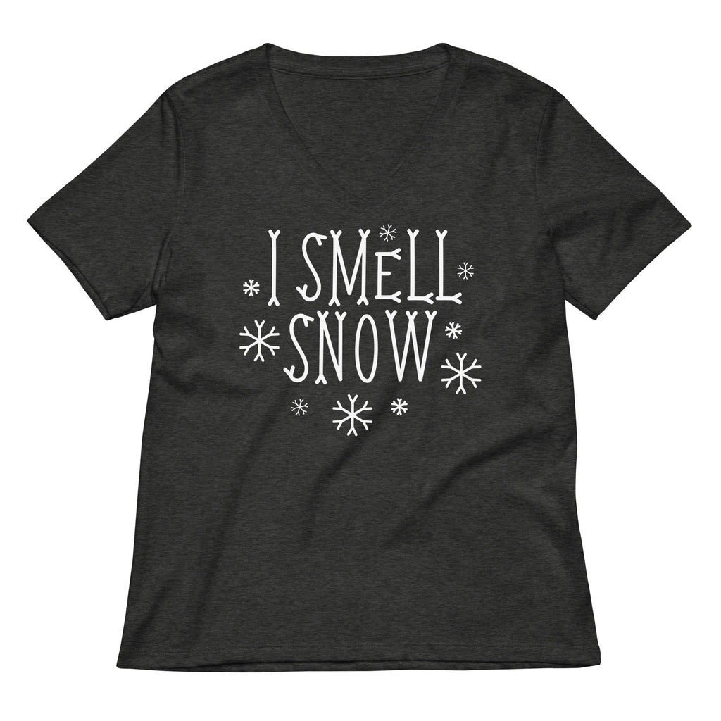 I Smell Snow Women's V-Neck Tee Hoodie, Sweatshirt | PureTeeCo.com (Image 3)