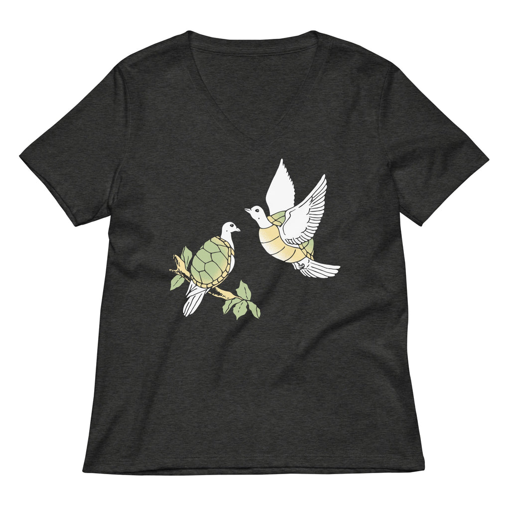 Two Turtle Doves Women's V-Neck Tee Hoodie, Sweatshirt | PureTeeCo.com (Image 3)