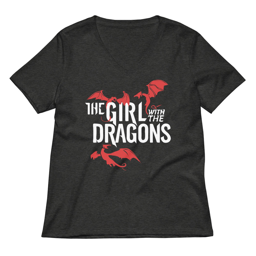 The Girl With The Dragons Women's V-Neck Tee Hoodie, Sweatshirt | PureTeeCo.com (Image 3)