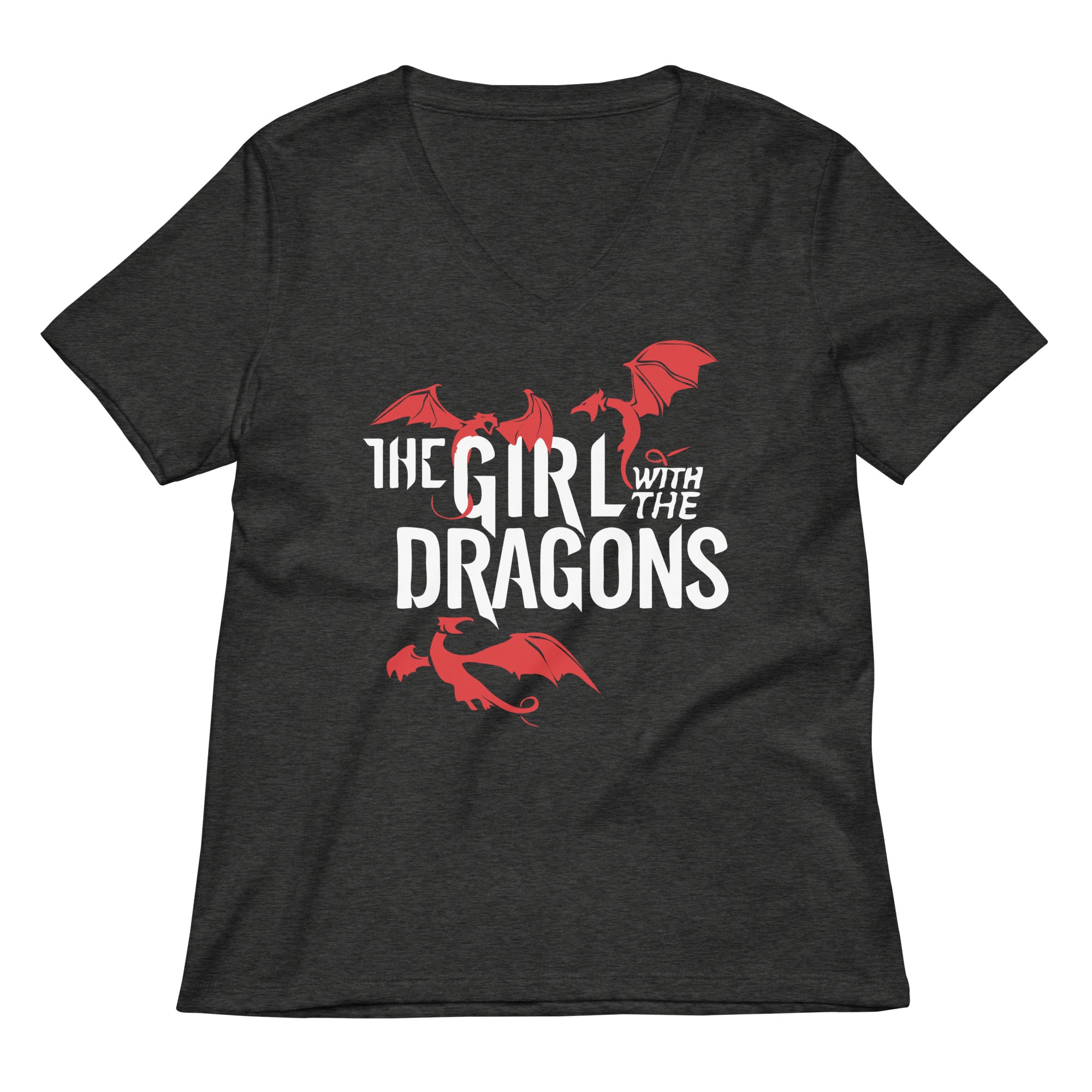 The Girl With The Dragons Women's V-Neck Tee Hoodie, Sweatshirt | PureTeeCo.com (Image 3)