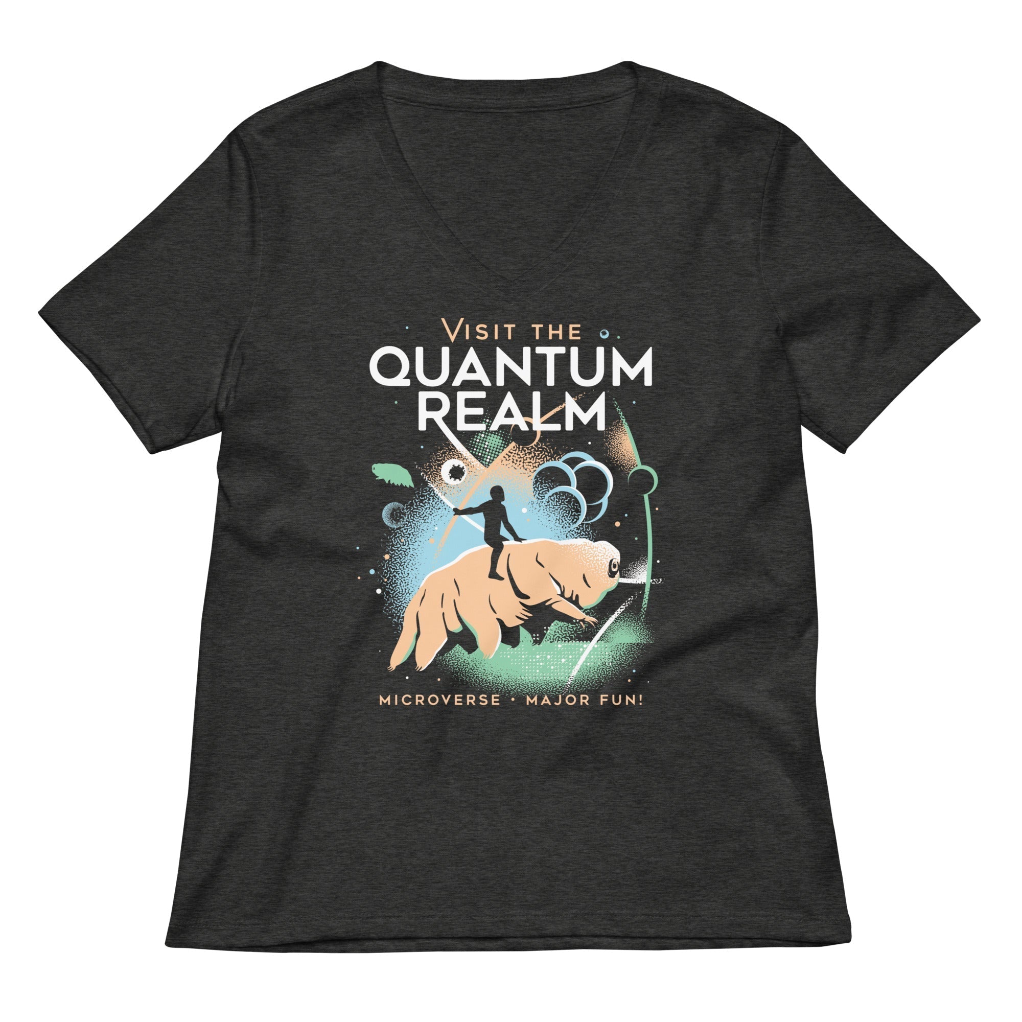 Visit The Quantum Realm Women's V-Neck Tee Hoodie, Sweatshirt | PureTeeCo.com (Image 3)