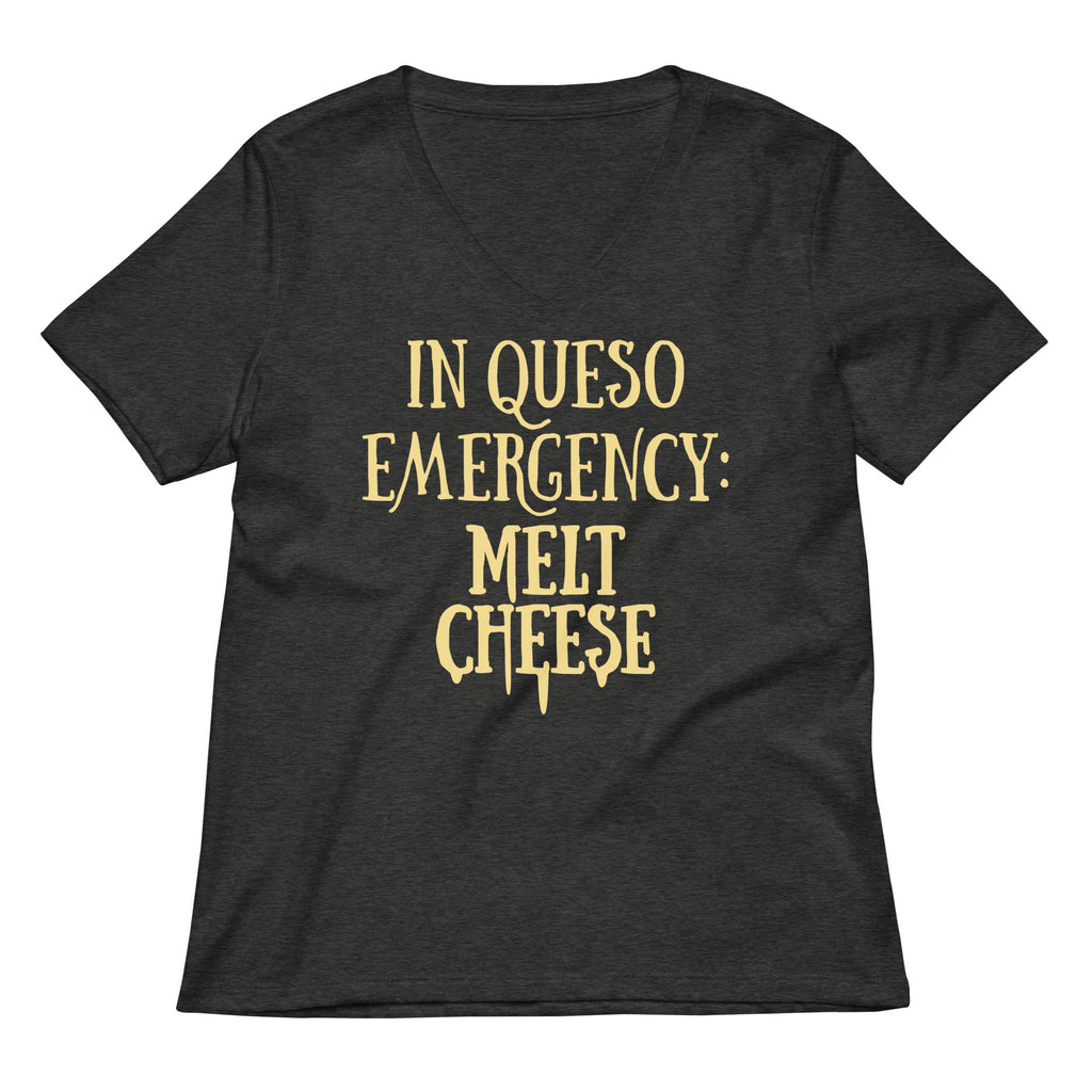In Queso Emergency: Melt Cheese Women's V-Neck Tee Hoodie, Sweatshirt | PureTeeCo.com (Image 3)