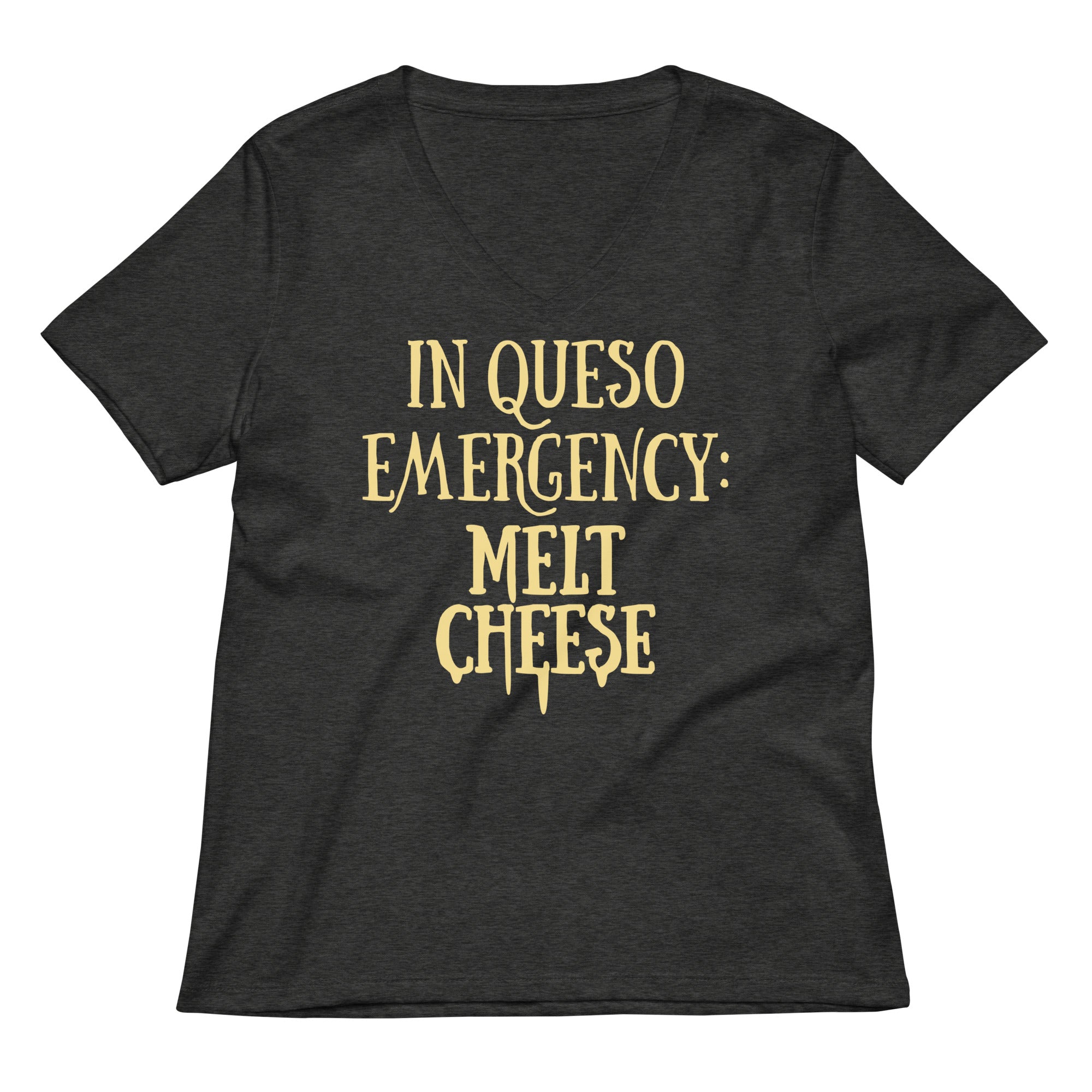 In Queso Emergency: Melt Cheese Women's V-Neck Tee Hoodie, Sweatshirt | PureTeeCo.com (Image 3)