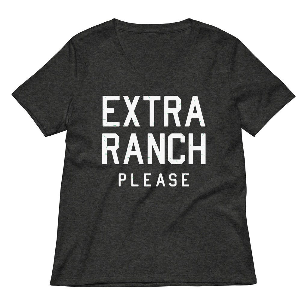 Extra Ranch Please Women's V-Neck Tee Hoodie, Sweatshirt | PureTeeCo.com (Image 3)