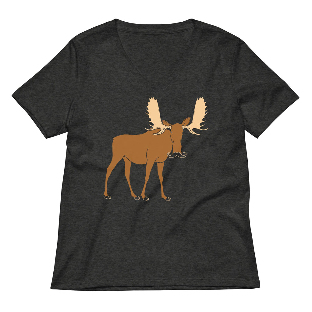 Moosestache Women's V-Neck Tee Hoodie, Sweatshirt | PureTeeCo.com (Image 3)