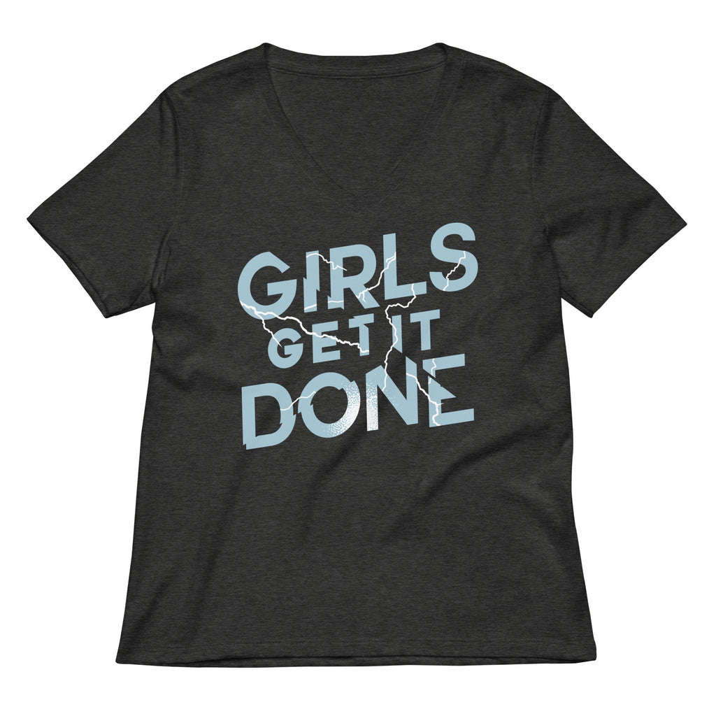Girls Get It Done Women's V-Neck Tee Hoodie, Sweatshirt | PureTeeCo.com (Image 3)