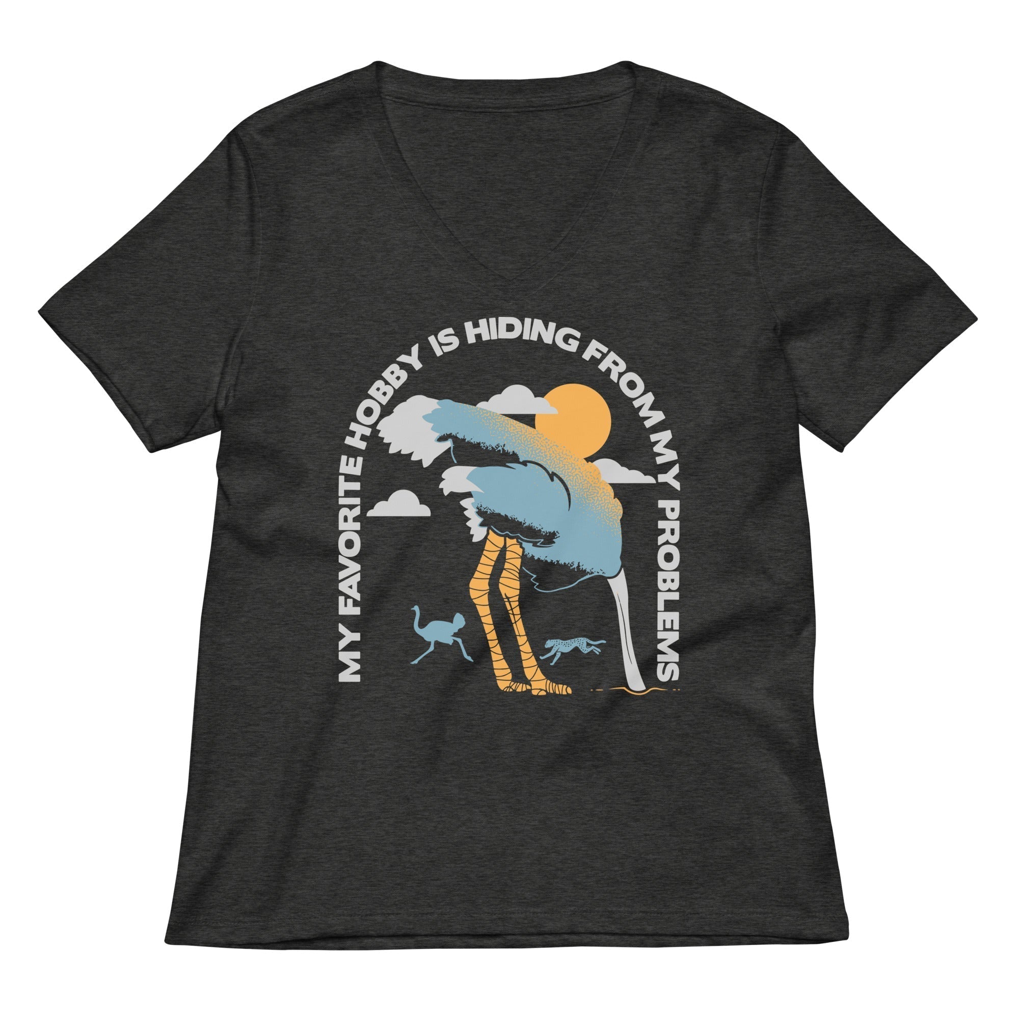 My Favorite Hobby Is Hiding From My Problems Women's V-Neck Tee Hoodie, Sweatshirt | PureTeeCo.com (Image 3)