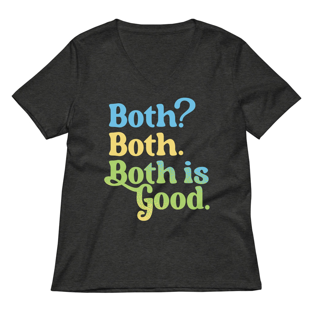 Both? Both. Both Is Good. Women's V-Neck Tee Hoodie, Sweatshirt | PureTeeCo.com (Image 3)