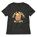 Don't Worry Be Capy Women's V-Neck Tee Hoodie, Sweatshirt | PureTeeCo.com (Image 1)