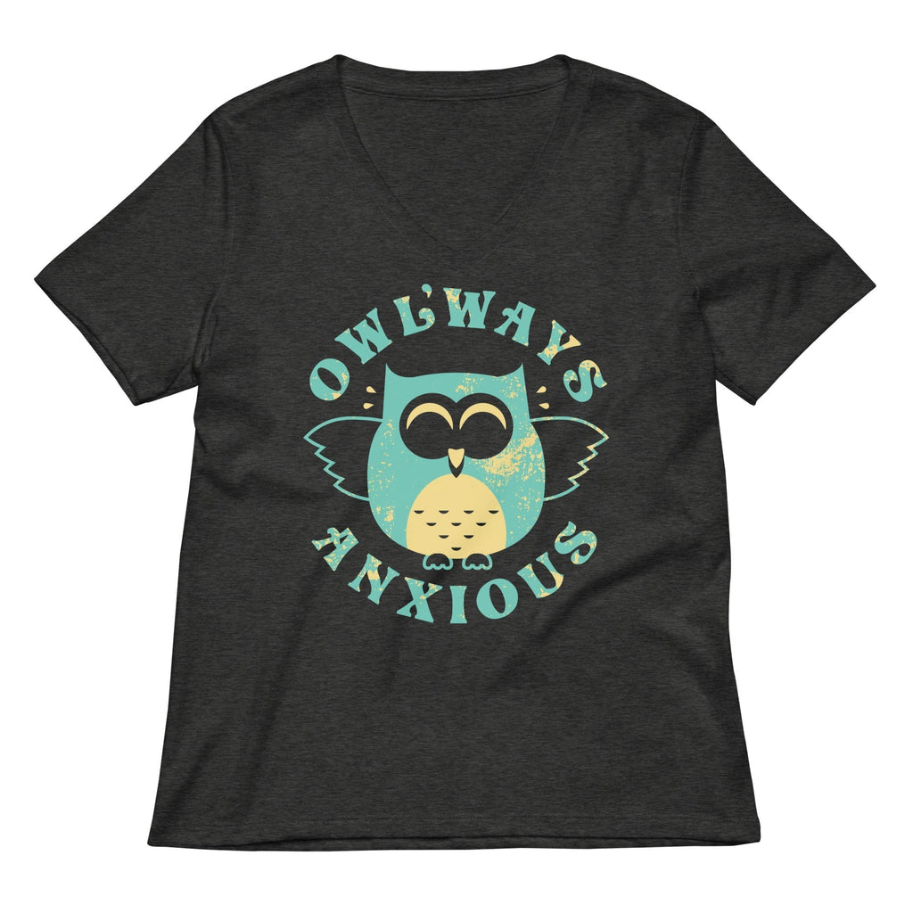 Owlways Anxious Women's V-Neck Tee Hoodie, Sweatshirt | PureTeeCo.com (Image 3)