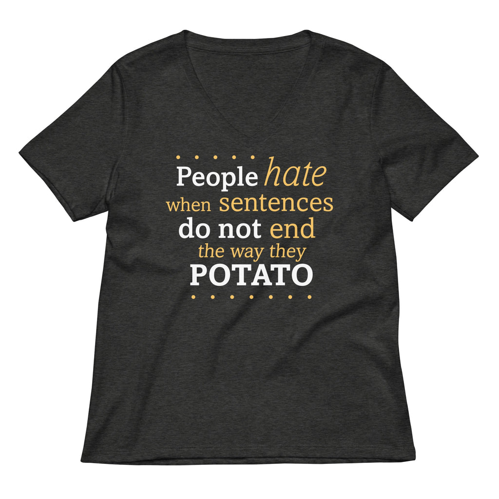 Sentences That End In Potato Women's V-Neck Tee Hoodie, Sweatshirt | PureTeeCo.com (Image 3)