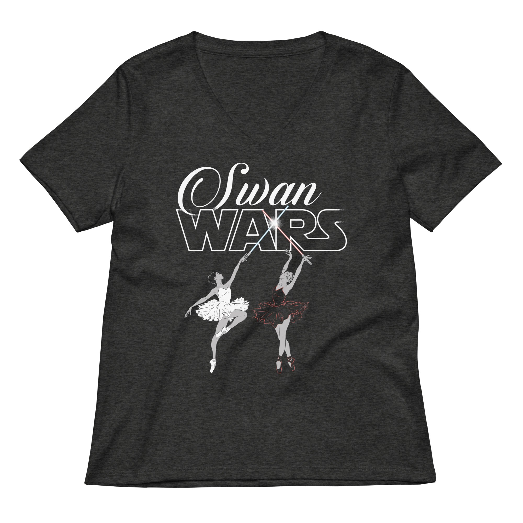 Swan Wars Women's V-Neck Tee Hoodie, Sweatshirt | PureTeeCo.com (Image 3)