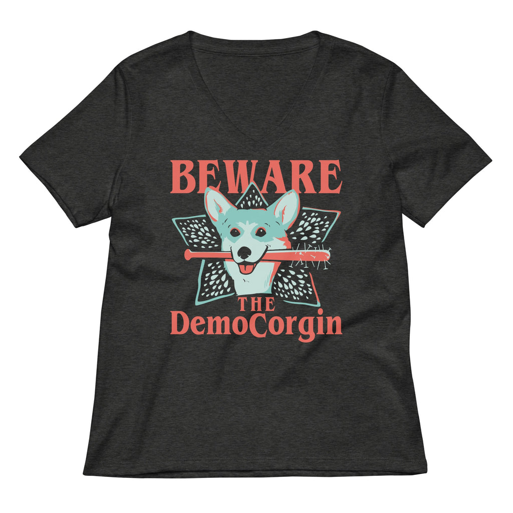The DemoCorgin Women's V-Neck Tee Hoodie, Sweatshirt | PureTeeCo.com (Image 3)